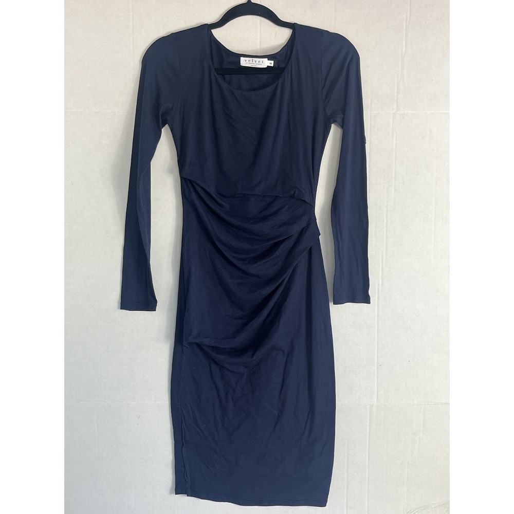 ✨Velvet by Graham & Spencer Navy Blue Sleeve Dress Size XS Retails For $198